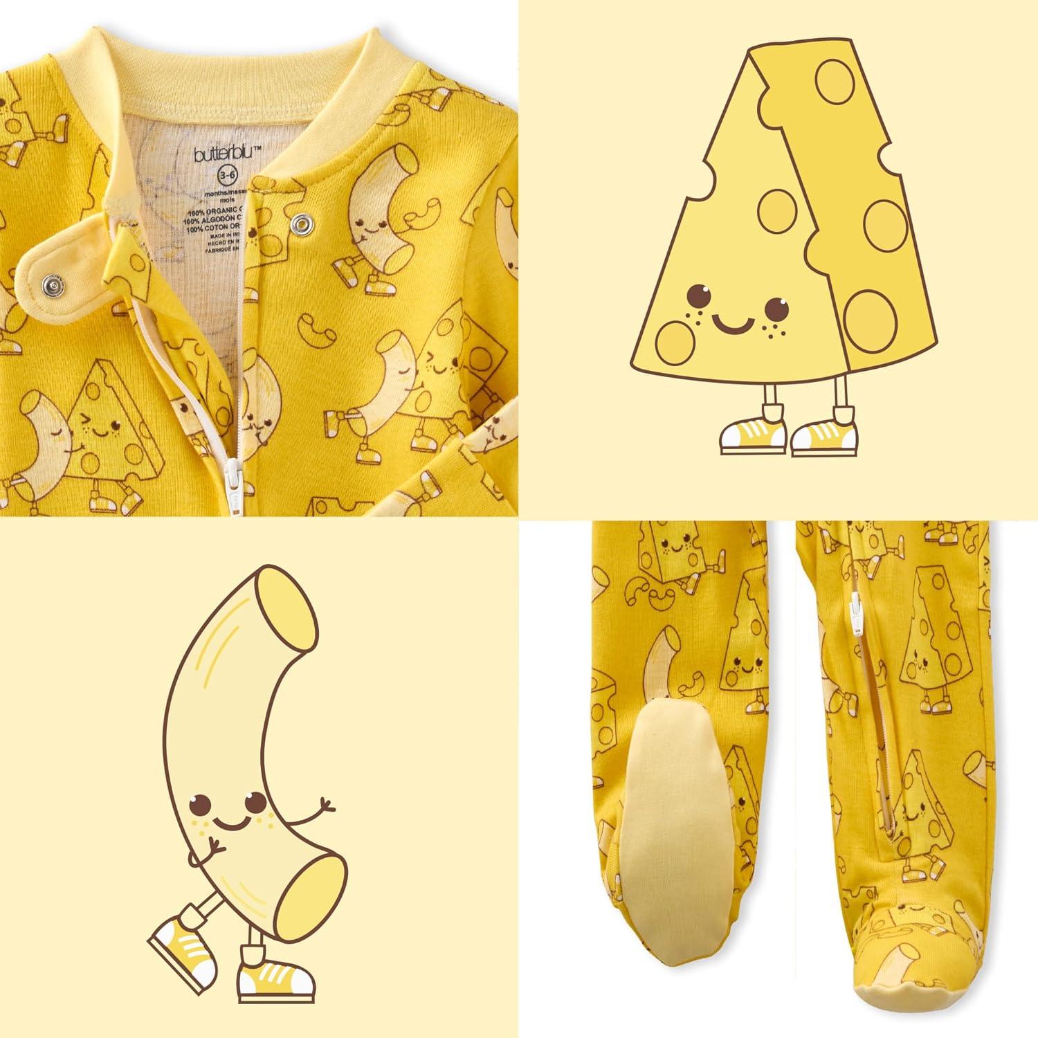 imagebabyboys Scout Sleep amp Play 100 Organic Cotton Footed Zip Front Sleeper Pajamas for Baby BoysMac to My Cheese