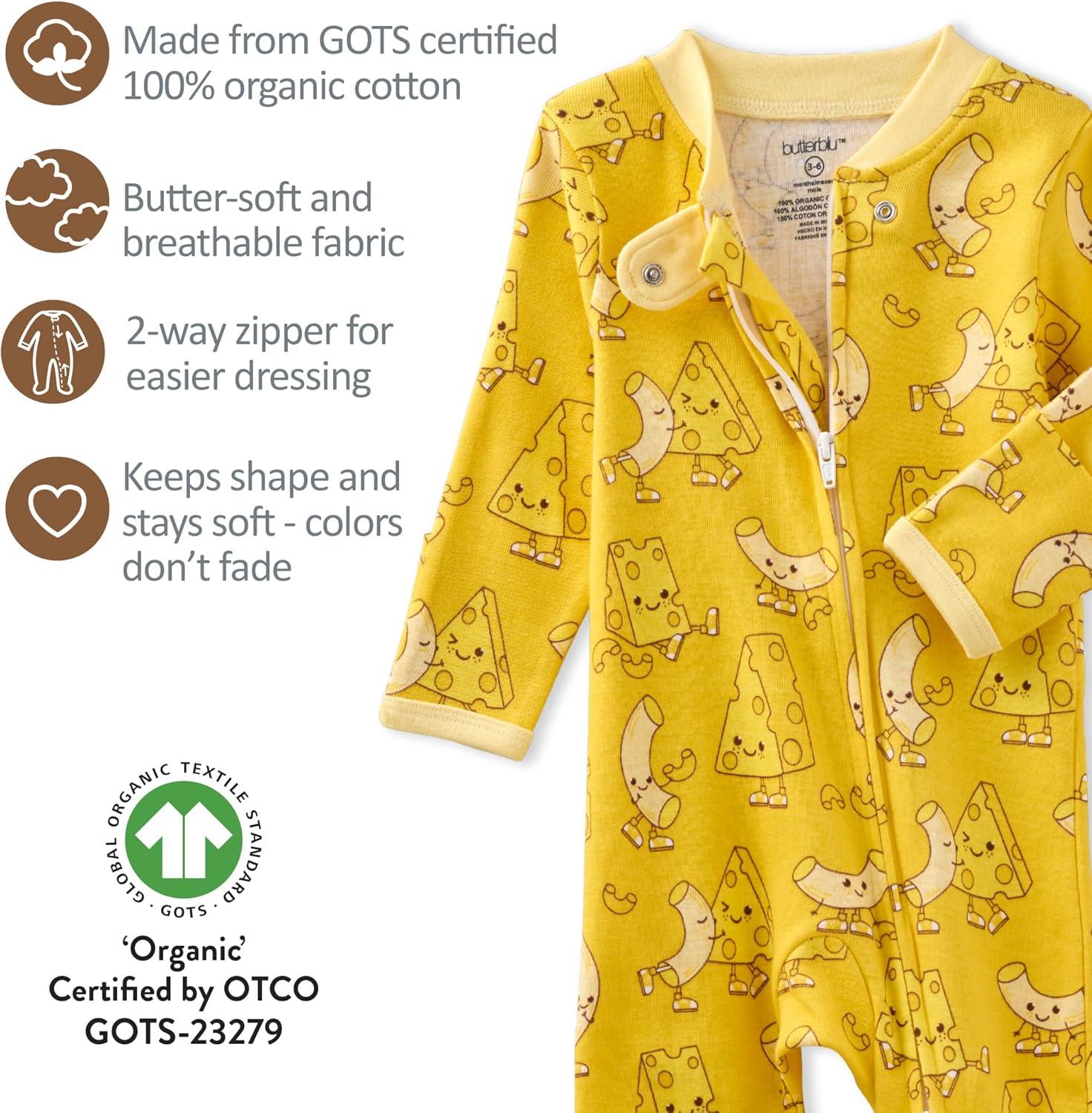imagebabyboys Scout Sleep amp Play 100 Organic Cotton Footed Zip Front Sleeper Pajamas for Baby BoysMac to My Cheese