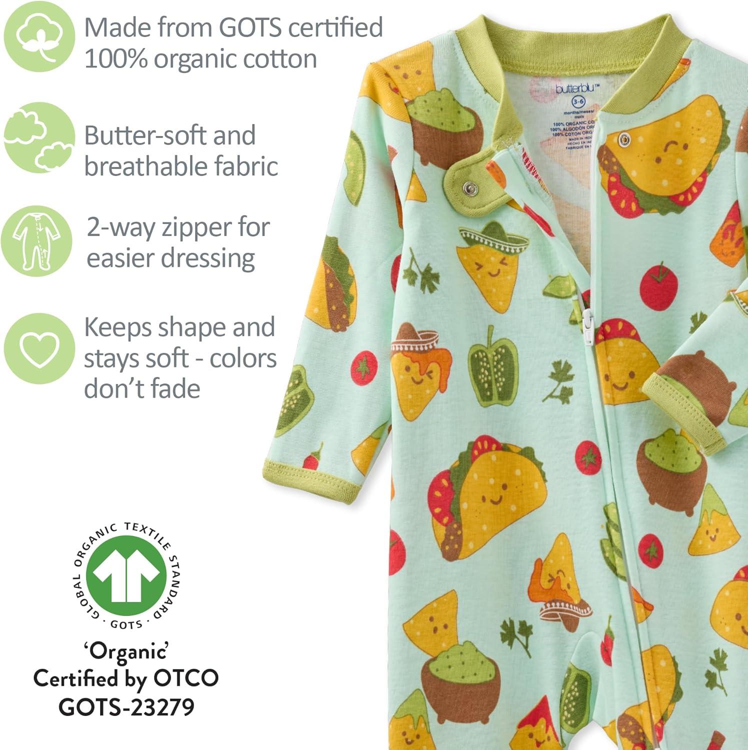 imagebabyboys Scout Sleep amp Play 100 Organic Cotton Footed Zip Front Sleeper Pajamas for Baby BoysTaco Bout Cute