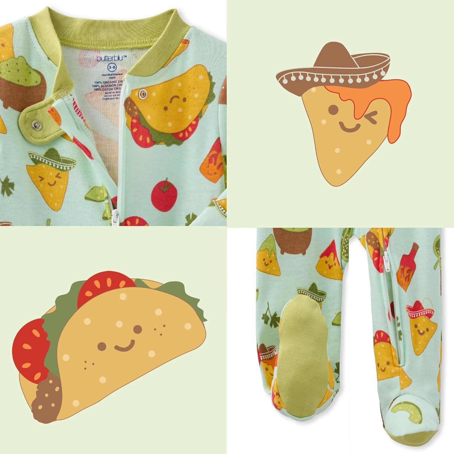 imagebabyboys Scout Sleep amp Play 100 Organic Cotton Footed Zip Front Sleeper Pajamas for Baby BoysTaco Bout Cute