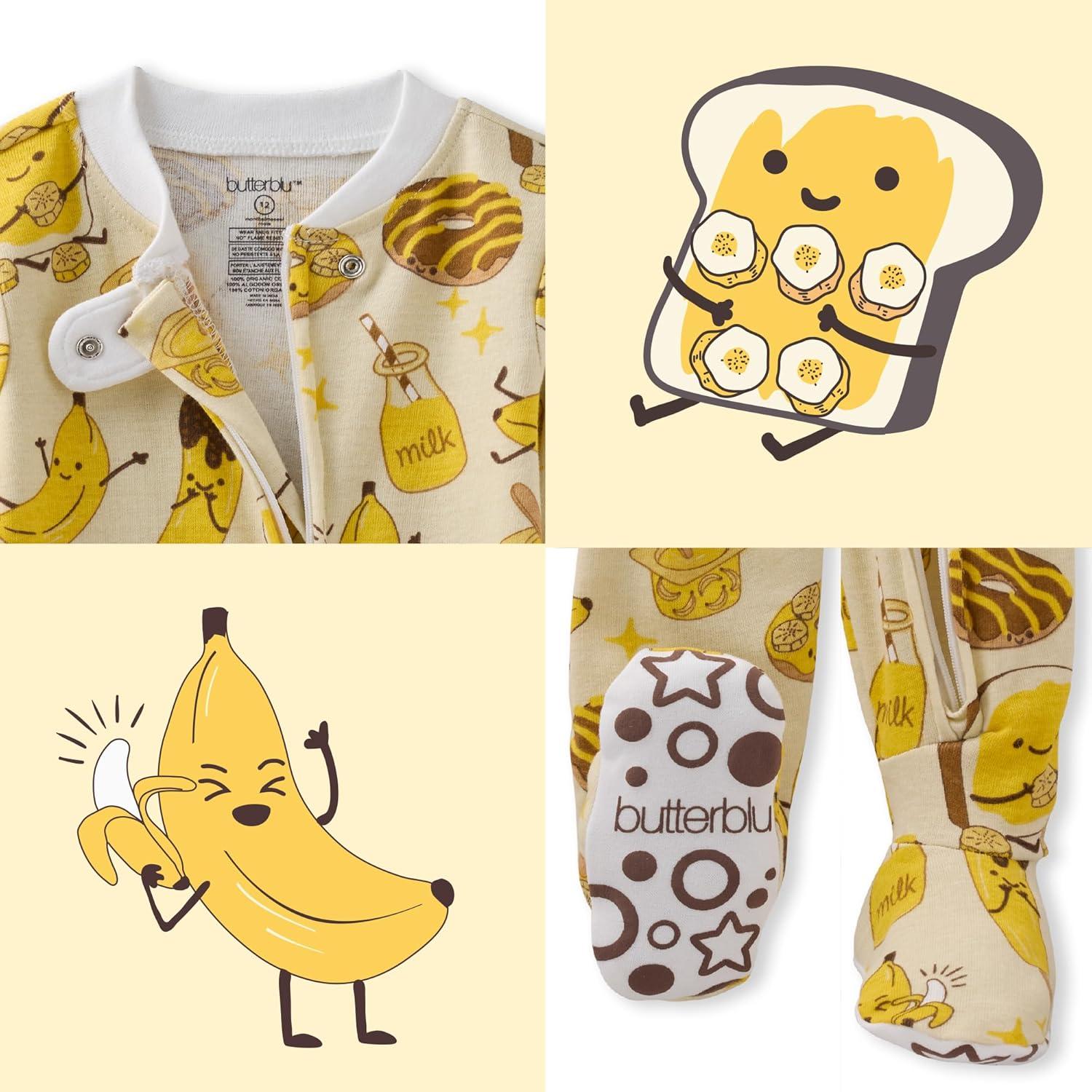 imageBaby Boys Cruz Snugfit Footed Pajamas 100 Organic Cotton Zip Front Sleeper Pjs WGrippers for Baby BoysPeeling Good
