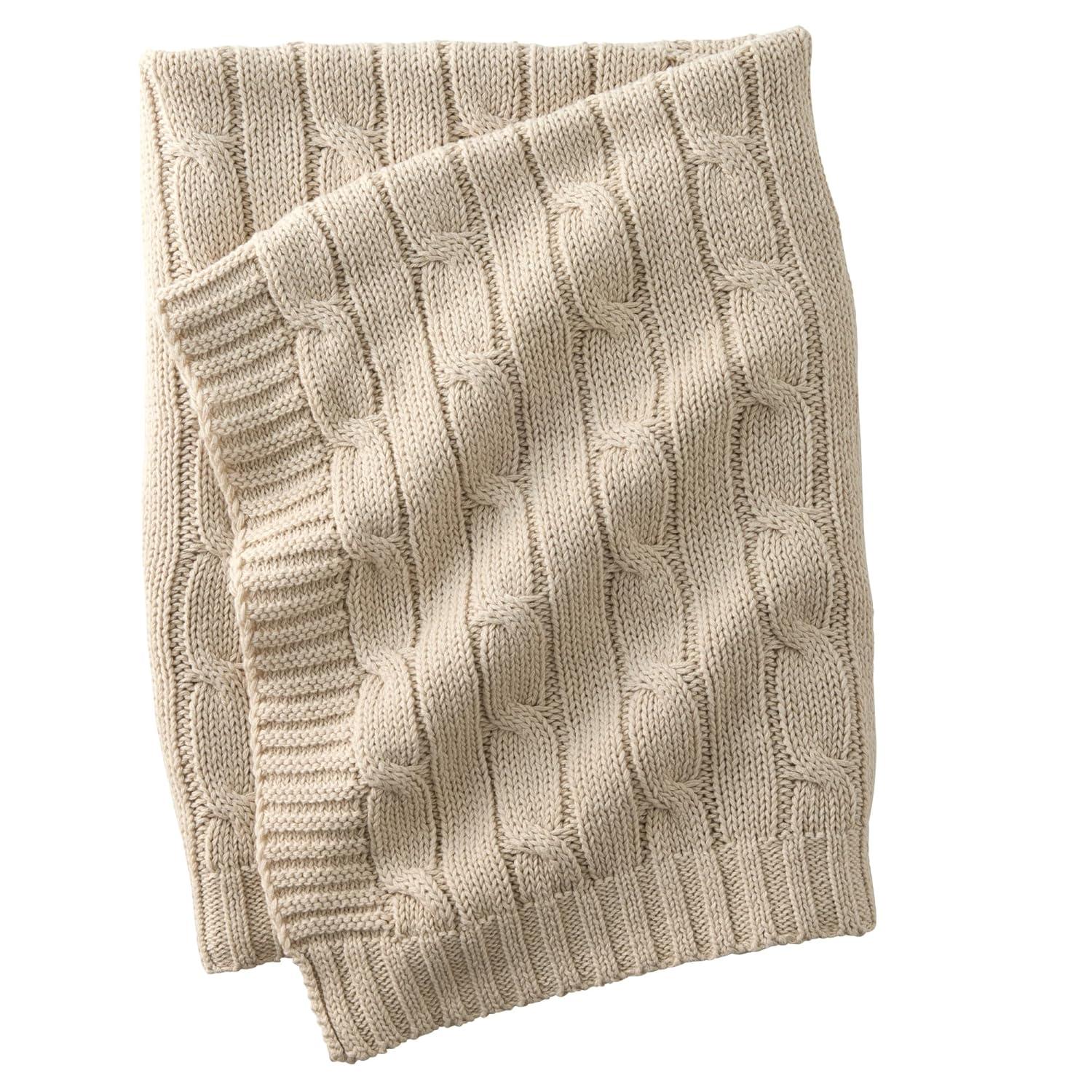 imageButterblu Sparrow Sweater Knit Receiving Baby Blanket 100 Organic Cotton Nursery Blanket for Newborn Girls Boys Blue One SizeSand