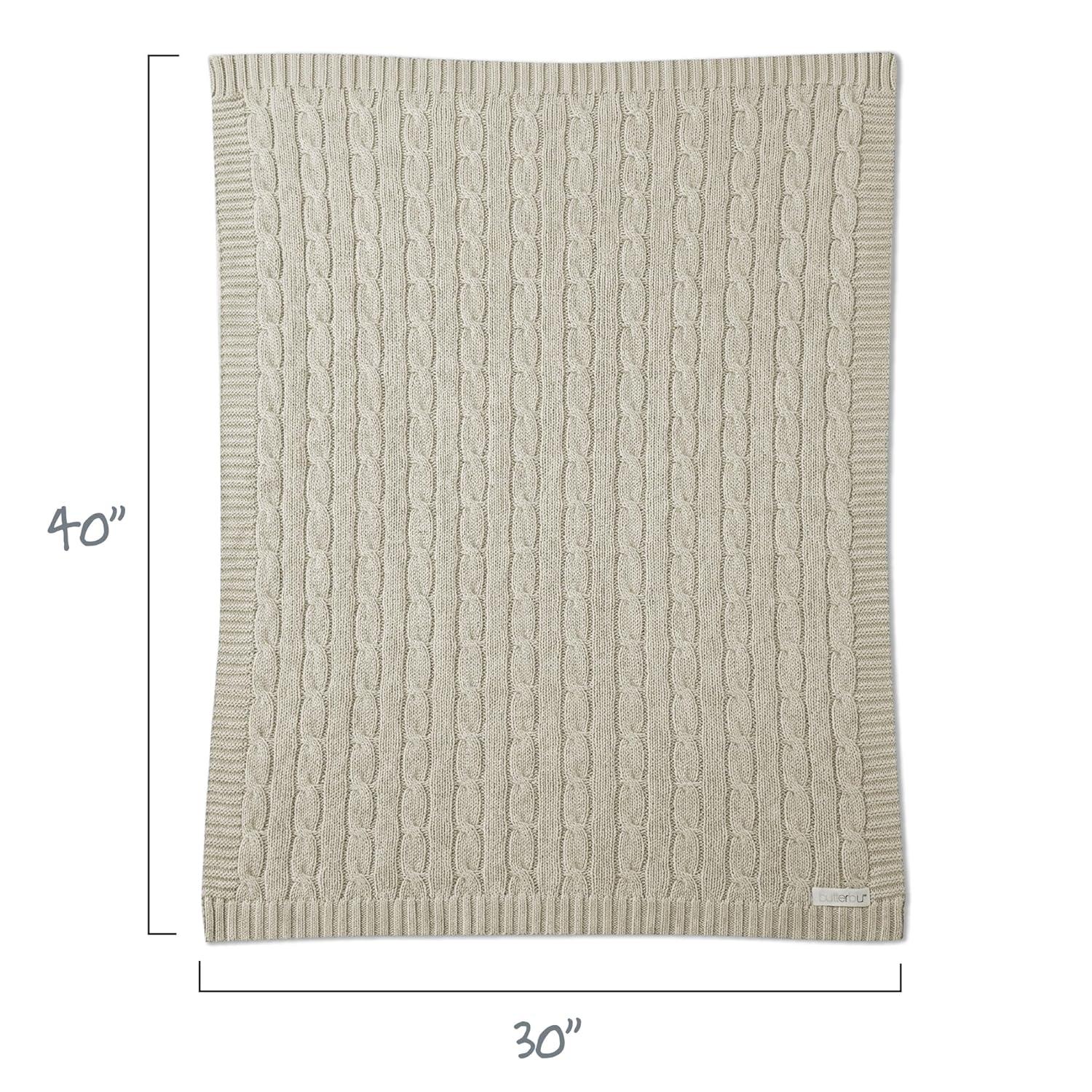 imageButterblu Sparrow Sweater Knit Receiving Baby Blanket 100 Organic Cotton Nursery Blanket for Newborn Girls Boys Blue One SizeSand