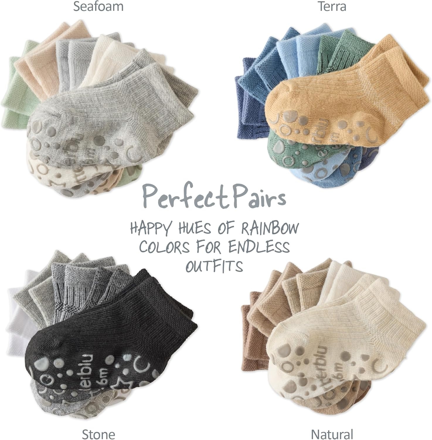 image:imageButterblu Baby Zuri 5pack Cozy Socks Sustainably Made for Infant Newborn Baby Toddler Kids Boys GirlsStone