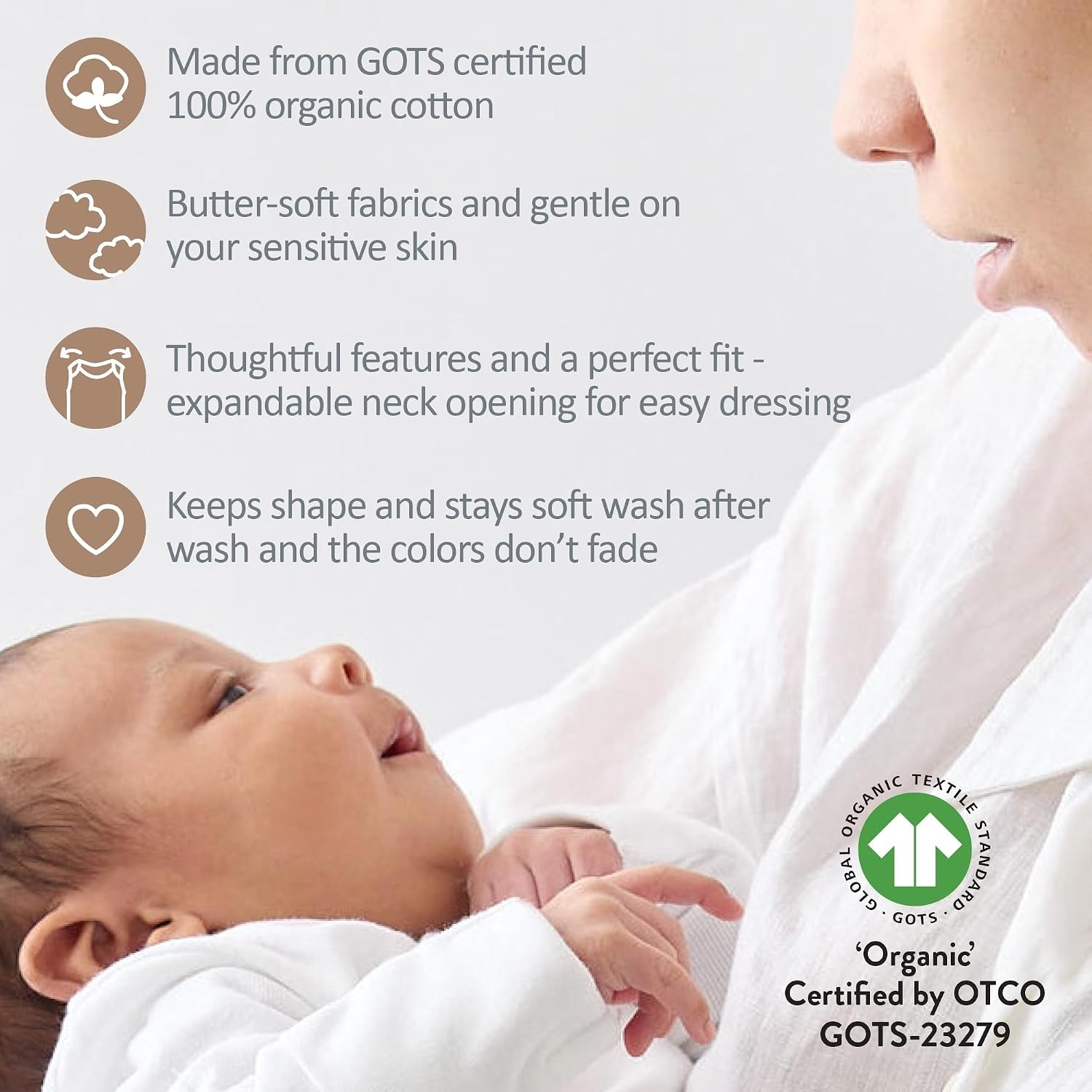 image:imageButterblu SamMultipack Sleeveless Bodysuits 100 Organic Cotton for Baby Boys amp Girls5pack Natural