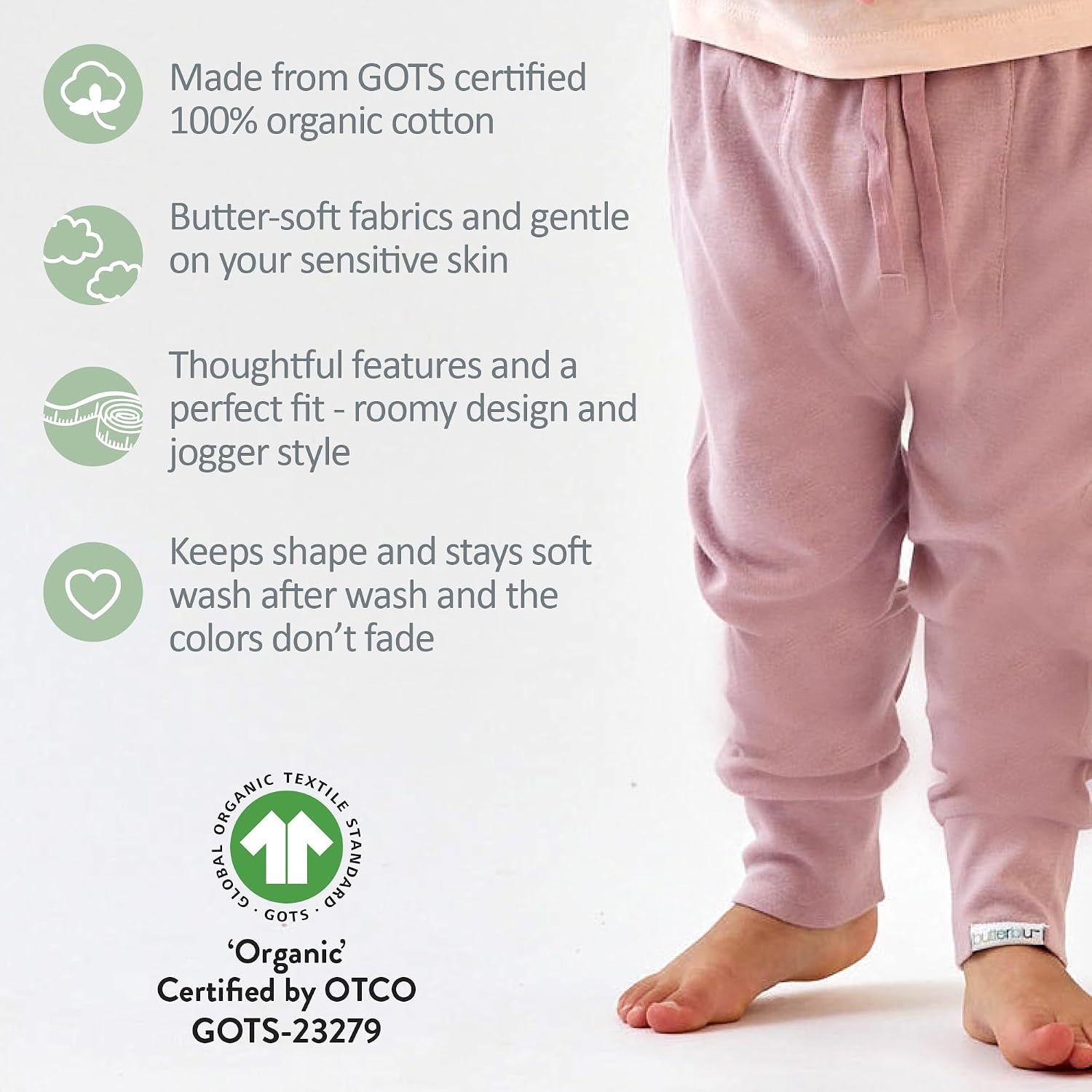 image:imageButterblu Jordan 8Pack Jogger Pants 100 Organic Cotton Bottoms Set GOTS Certified Organic Cotton for Baby Toddler Girls Boys Unisex Machine Washable Made to Match ColorsSeafoam Terra Rainbow