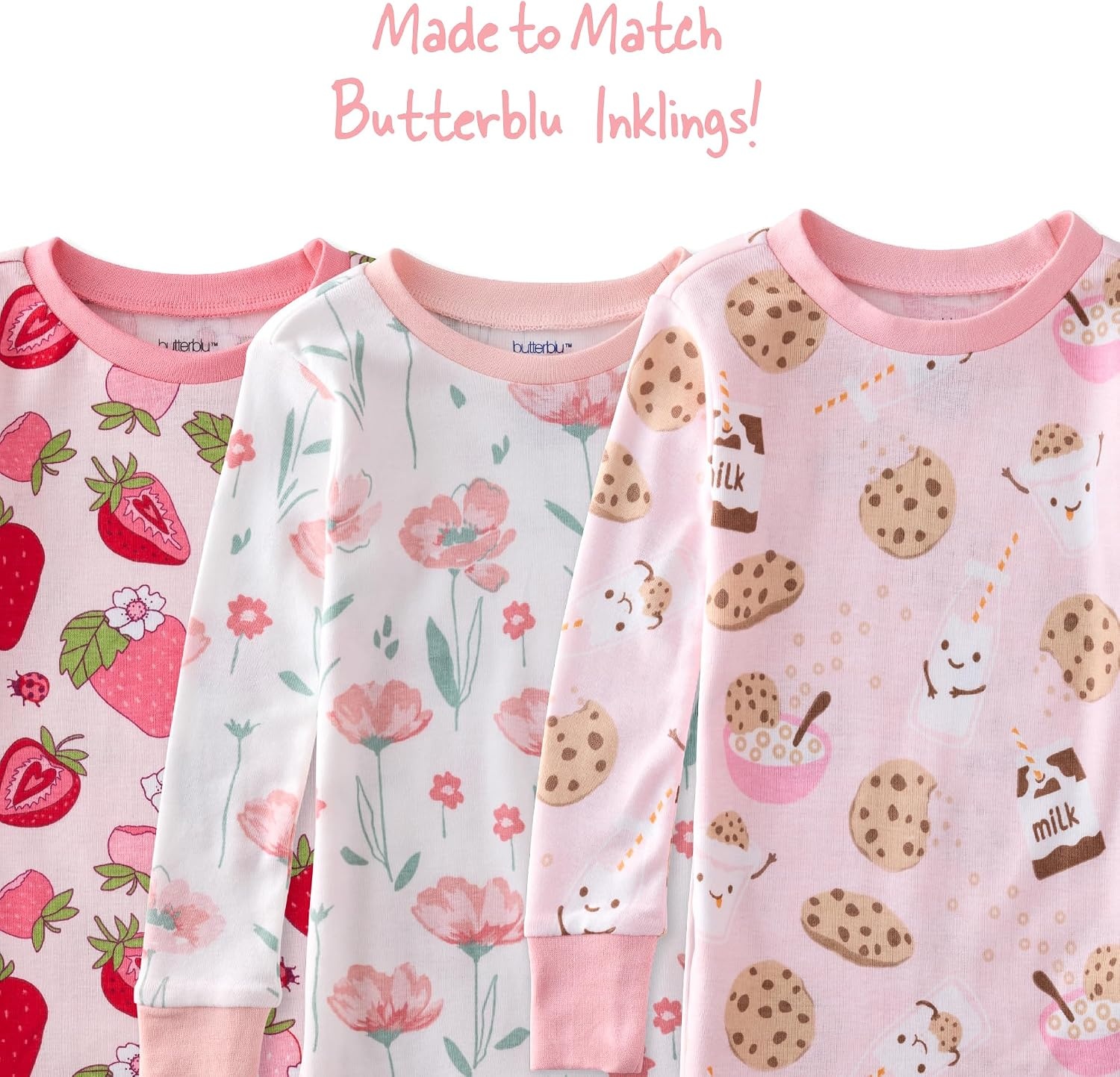 image:imageButterblu Zen Snugfit 2Piece Pajamas 100 Organic Cotton Long Sleeve GOTS Certified Organic Cotton for Baby and Toddler Boys Girls Soft Machine WashableFloral Fields