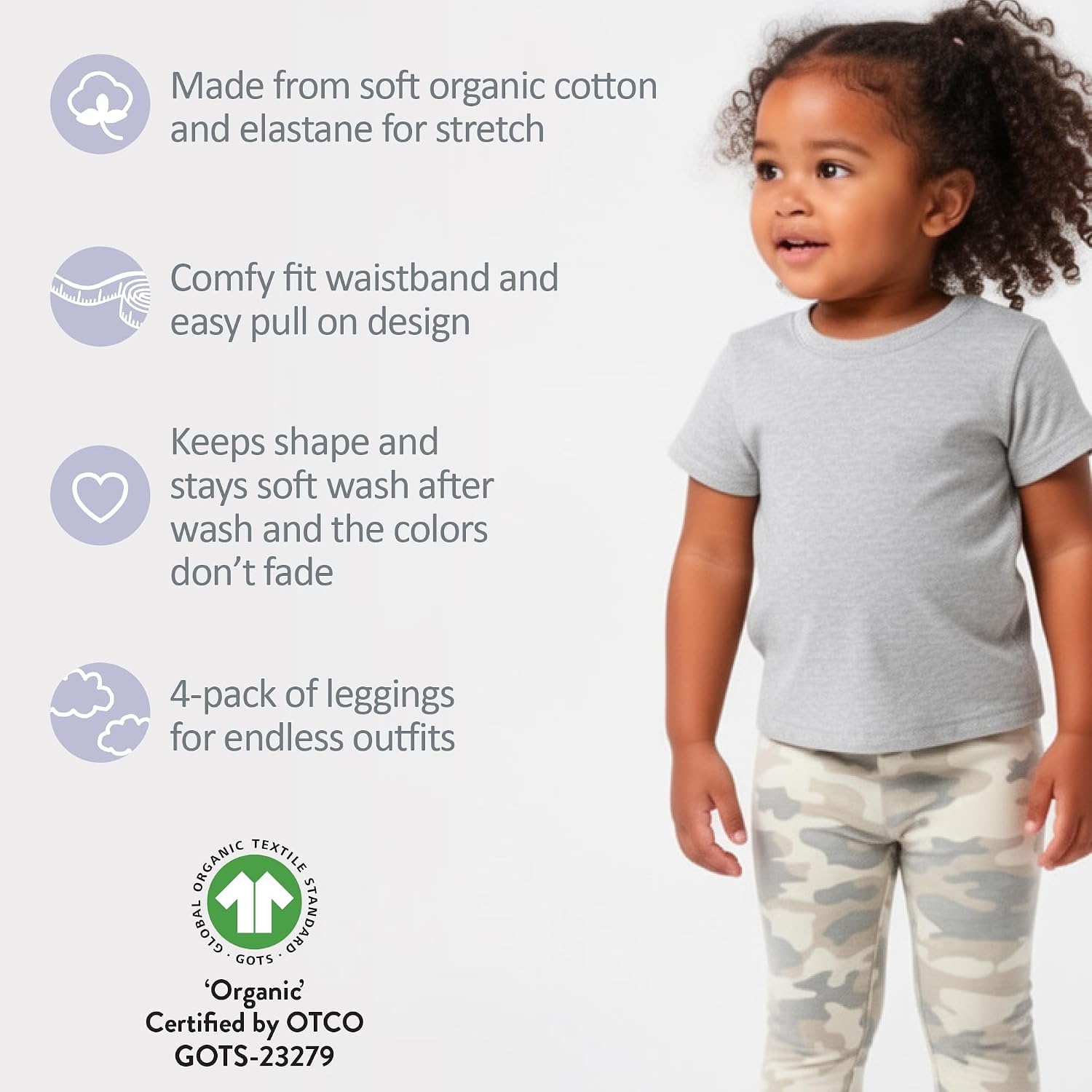 image:imageButterblu Layla Leggings 4 Pack Organic Cotton Pants for GirlsFrost Flutter