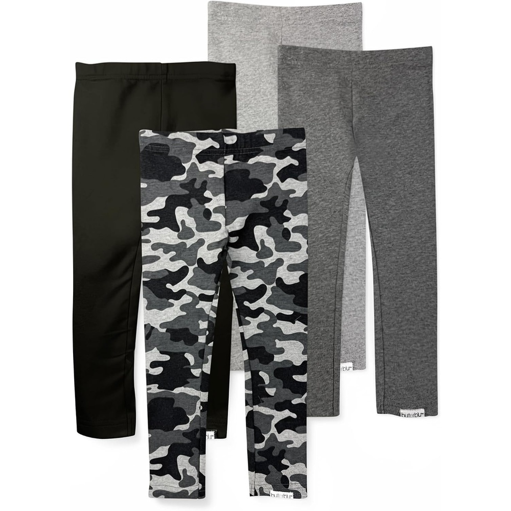 image:imageButterblu Layla Leggings 4 Pack Organic Cotton Pants for GirlsStone Camo