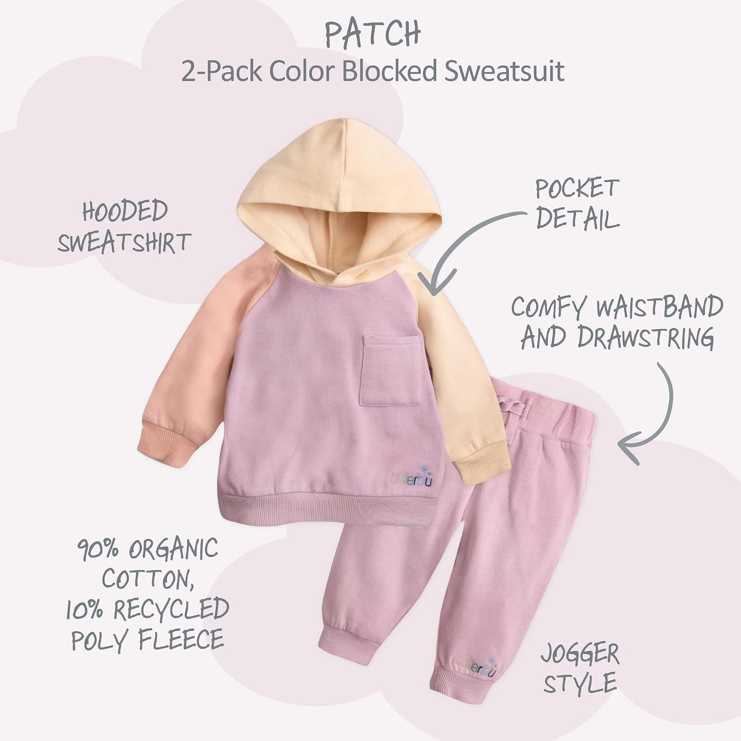 image:imageButterblu Patch 2piece Colorblock Hoodie and Jogger Set Organic Cotton