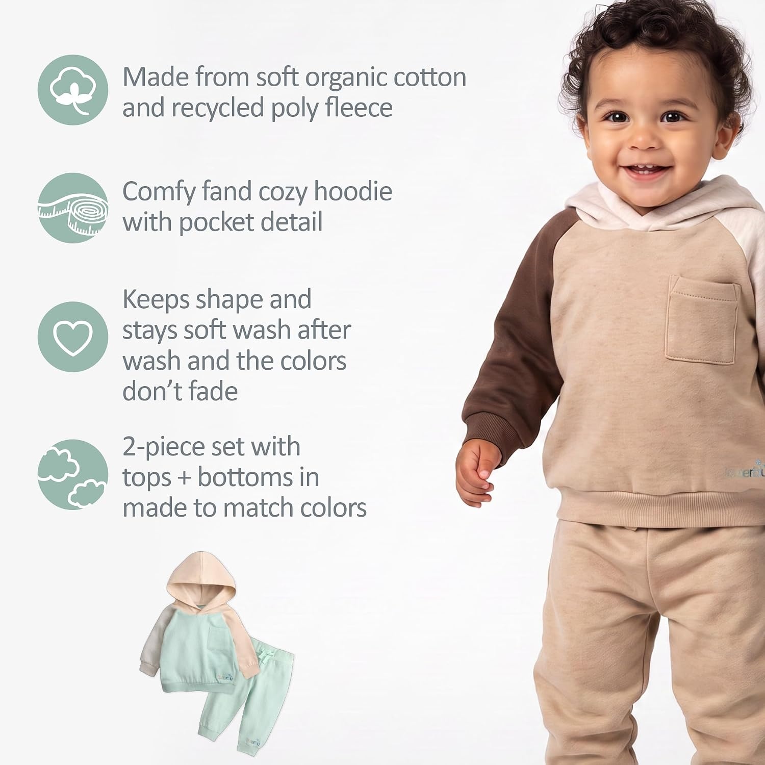 image:imagePatch 2piece Colorblock Hoodie and Jogger Set Organic Cotton