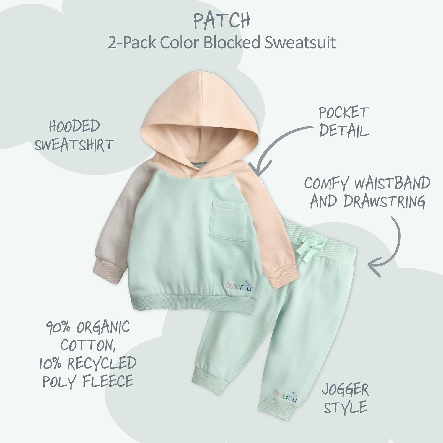image:imagePatch 2piece Colorblock Hoodie and Jogger Set Organic Cotton