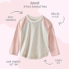 Butterblu Rookie 3-Pack 100% Organic Cotton Long Sleeve Baseball T-Shirt(Pink Sunrise)