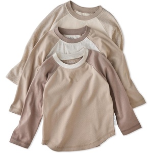 Butterblu Rookie 3-Pack 100% Organic Cotton Long Sleeve Baseball T-Shirt(Natural)